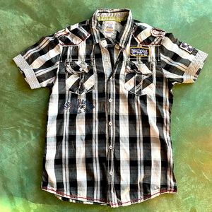 Boys Cotton Short Sleeve Button Down Shirt with Collar Large